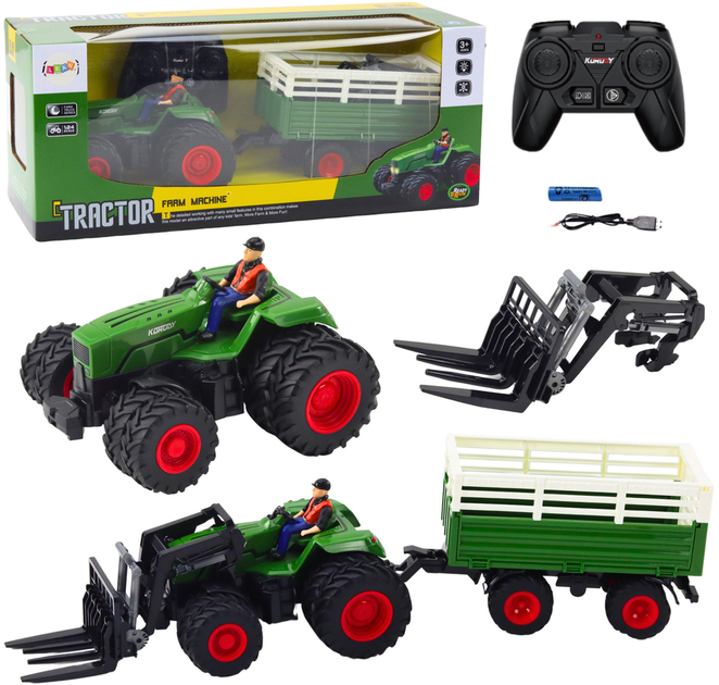 Traktor rolniczy zdalnie sterowany Lean Toy z przyczepą i widłami (21207) (5905991037026) - obraz 2
