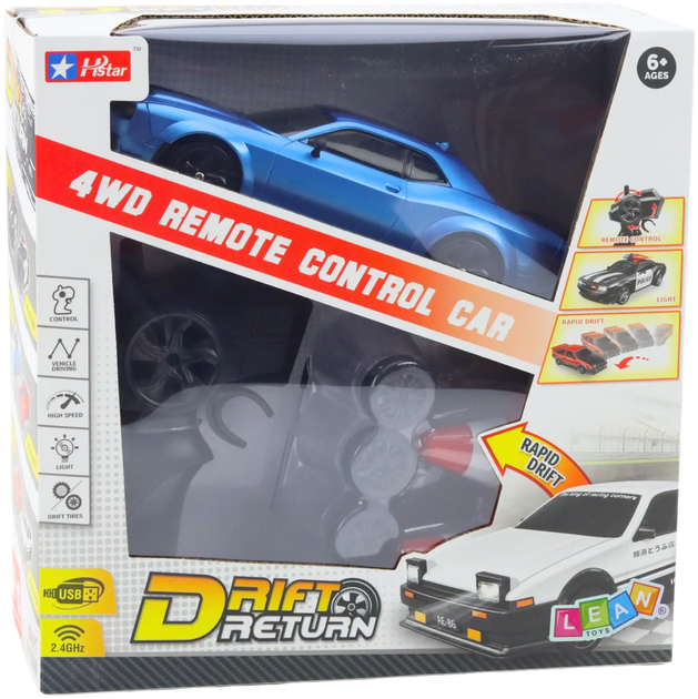 Auto zdalnie sterowane Lean Toys Drift Return 4WD Niebieskie (22684) (5905991050339) - obraz 1