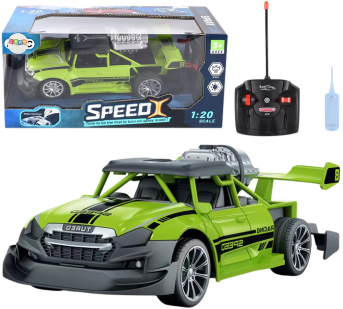 Auto zdalnie sterowane Lean Toys ze światłami i efektem dymu 1:20 Zielone (24766) (5905991058168) - obraz 2