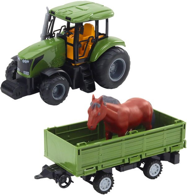 Трактор на радіокеруванні Lean Toys з причепом та конем (25000) (5905991060505) - зображення 4