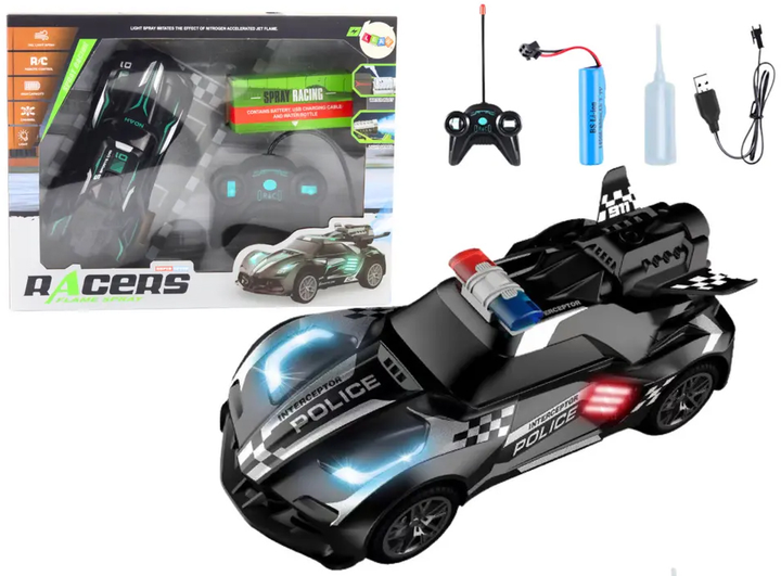 Auto zdalnie sterowane Lean Toys Police Czarne (15663) (5905679071878) - obraz 2