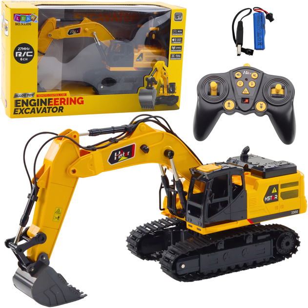 Koparka gąsienicowa zdalnie sterowana Lean Toys 6CH Żółta (22699) (5905991050483) - obraz 2