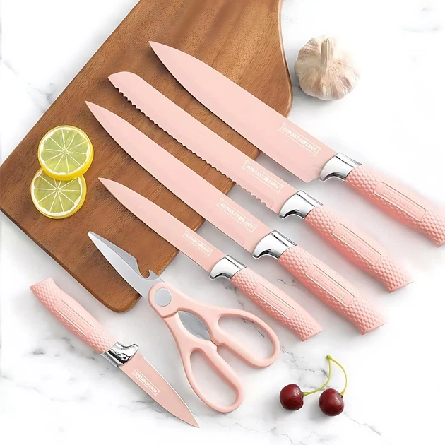 Набір кухонних ножів Royalty Line RL-NC07P Pink - зображення 4