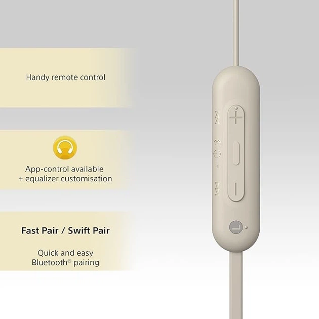 Bluetooth-гарнітура Sony WI-C100 Beige (WIC100C.CE7) - зображення 5