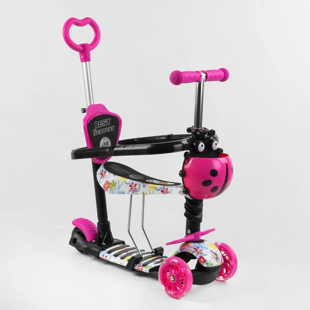 Самокат триколісний 5в1 Квіти2, з бортиком S-5593 Best Scooter - изображение 2