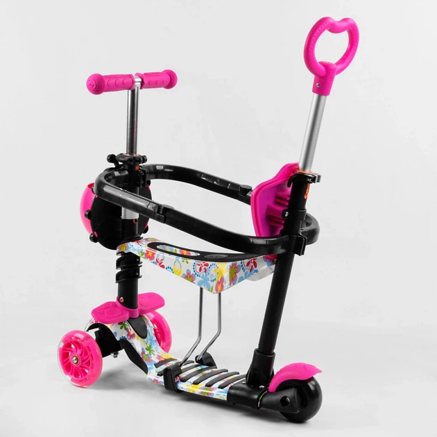 Самокат триколісний 5в1 Квіти2, з бортиком S-5593 Best Scooter - изображение 3