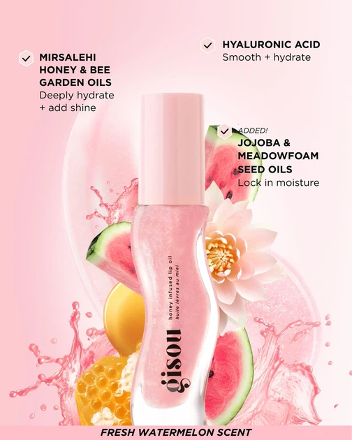 Масло для губ Gisou "Watermelon Sugar" Honey Infused Lip Oil - изображение 3