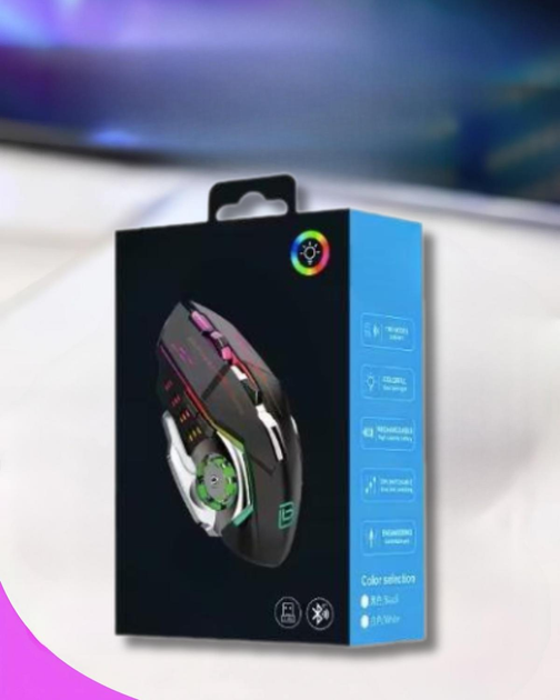 Беспроводная мышь игровая с RGB подсветкой аккумуляторная регулируемое DPI 800 1200 1600 оптический сенсор USB Wi-Fi адаптер эргономичная бесшумная для ПК ноутбуков Android для игр и работы удобная светящаяся мышь с подсветкой - изображение 10