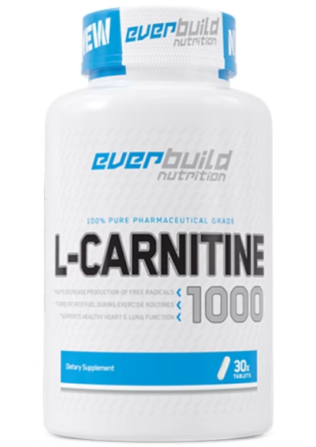 Амінокислота Л-карнітин Everbuild Nutrition L-Carnitine 1000 мг 30 таб - Фото 1 Амінокислота Л-карнітин Everbuild Nutrition L-Carnitine 1000 мг 30 таб - зображення 1