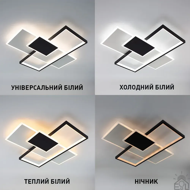 Смарт люстра LAMPARAS 90W 3L APP бело-черная Esllse управляемая светодиодная 3000-6000К 9000Lm 500×500×70мм - изображение 7