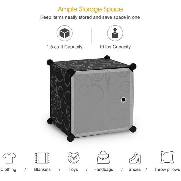 Пластикова складана шафа Storage Cube Cabinet 12 секцій Чорний (N-16) - Фото 10 Пластикова складана шафа Storage Cube Cabinet 12 секцій Чорний (N-16) - зображення 10