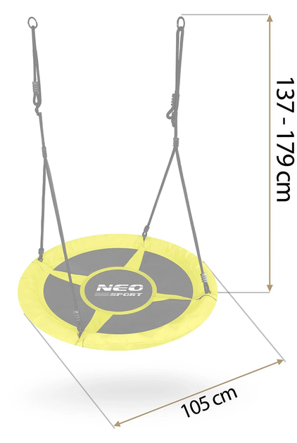 Huśtawka Neo-Sport Bocianie gniazdo Swingo 105 cm Żółta (5903890625313) - obraz 4