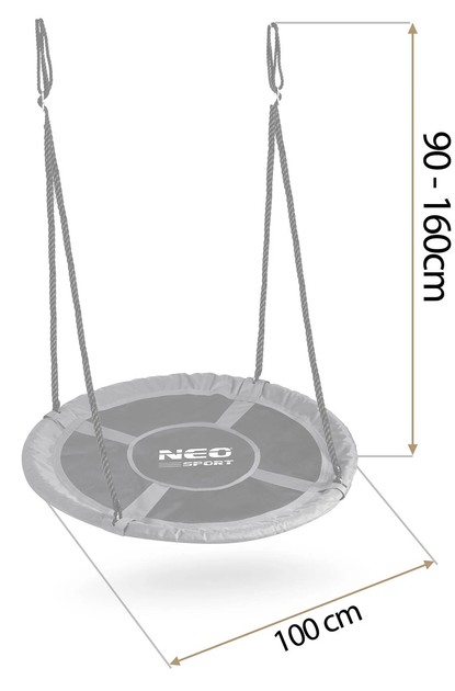 Huśtawka Neo-Sport Bocianie gniazdo Swingo 100 cm Szara (5903890627133) - obraz 4