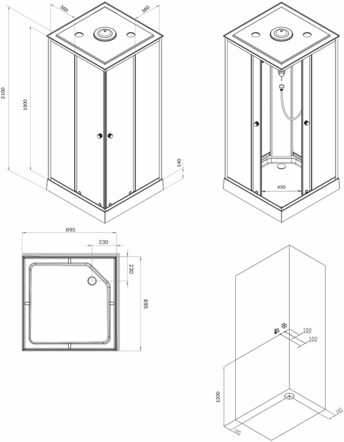 Душова кабіна AM.PM X-Joy W94C-403-090MT 90x90 см матовий хром/прозоре скло з піддоном - зображення 9