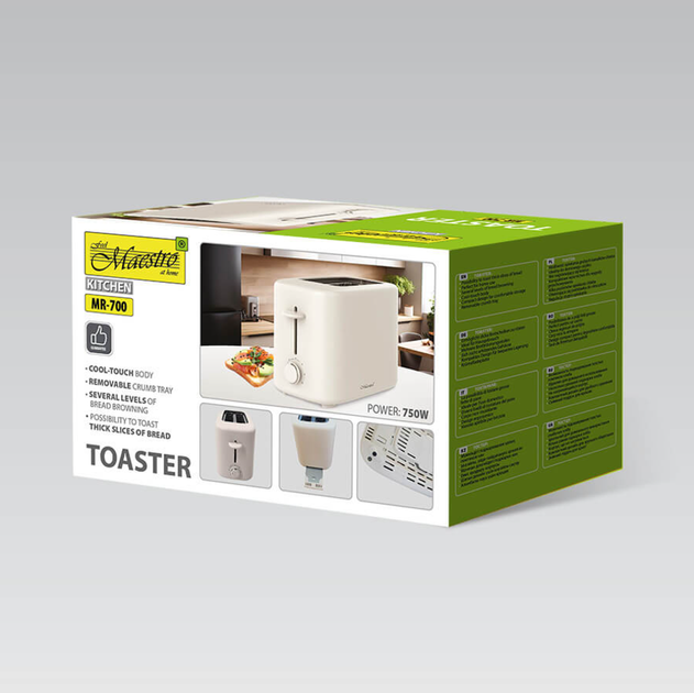 Тостер Maestro 750Вт бежевый (MR-700) - изображение 2