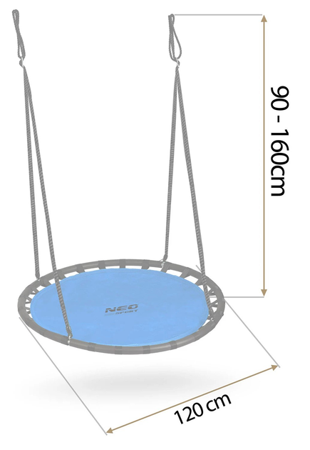 Huśtawka Neo-Sport Bocianie gniazdo Swingo 120 cm  Niebieska (5903890627102) - obraz 4