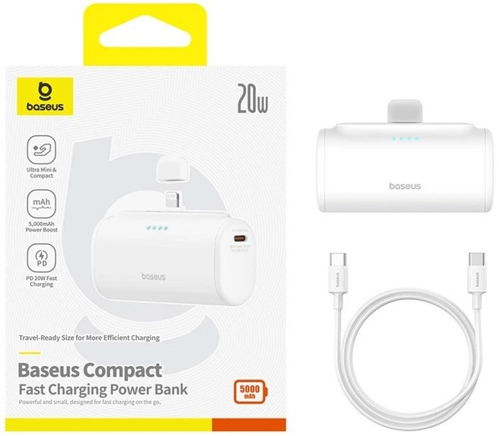 УМБ Baseus Compact IP 5000mAh 20W White (P10068307213-00) - зображення 7