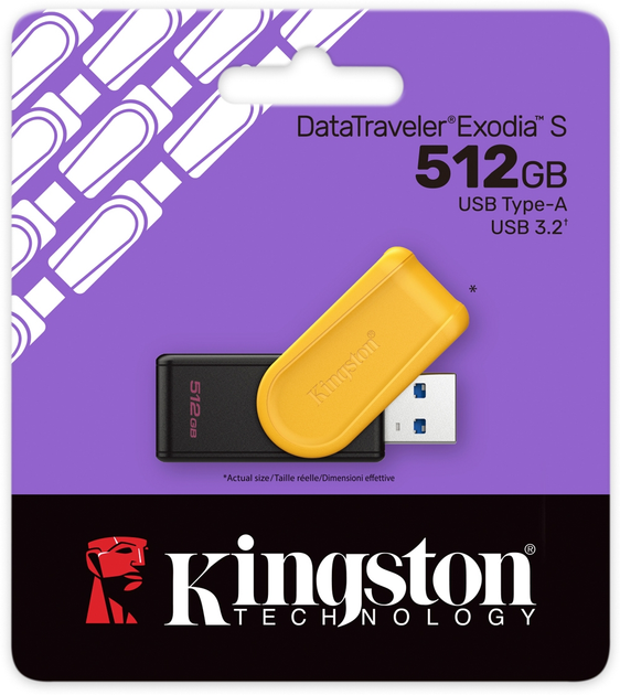 Флеш пам'ять USB Kingston DataTraveler Exodia S 512GB USB 3.2 Gen 1 Black/Yellow (DTXS/512GB) - зображення 4