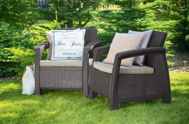 Комплект садових крісел Keter Corfu Duo Set коричневий 258944 - зображення 3
