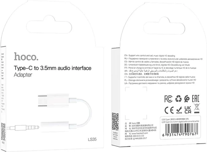 Кабель-переходник Hoco LS35 Type-C to 3.5mm Digital Audio Converter White (6931474790767) - изображение 6