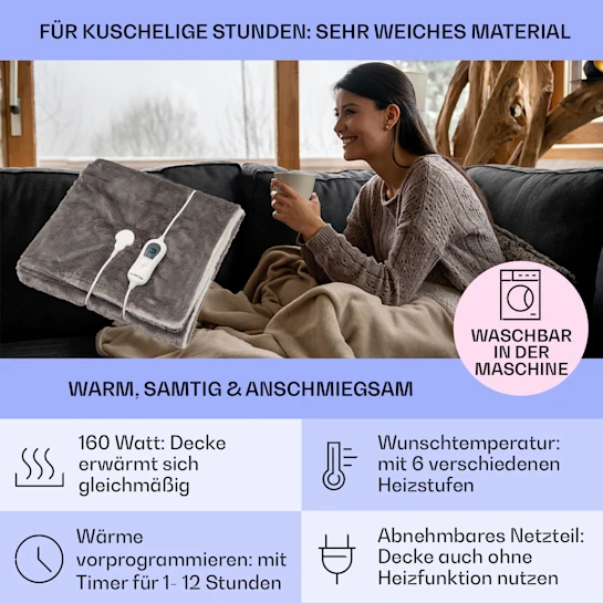 Электрическое одеяло Klarstein Watson SuperSoft 120 Вт 180 x 130 см - изображение 2