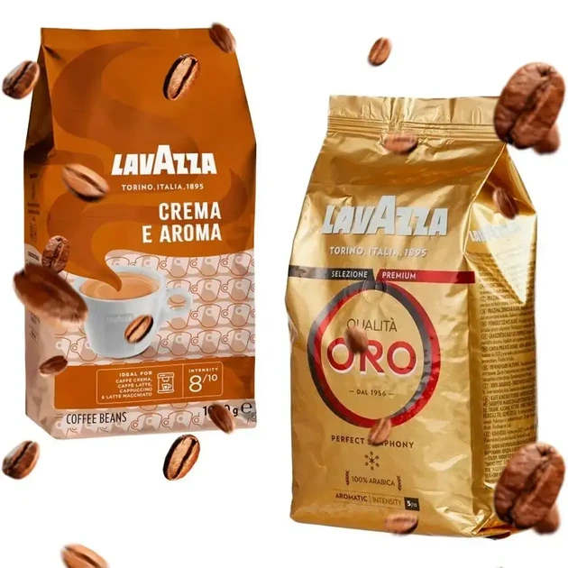 Комплект кава в зернах Lavazza Qualita Oro 1 кг + кава в зернах Lavazza Crema E Aroma 1 кг Натуральна кава - зображення 2