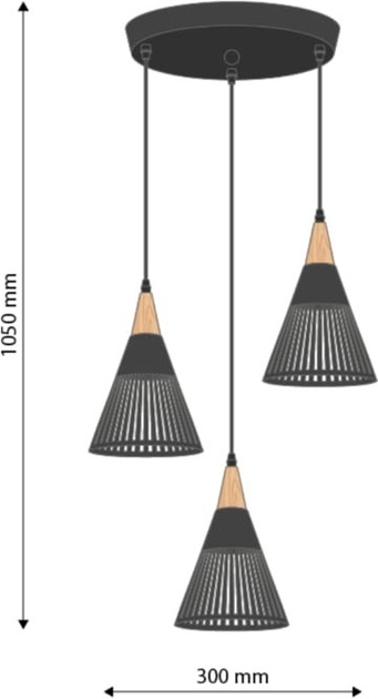 Підвісна люстра DPM SL-0025 3 x E27 Black (5906881231708) - зображення 3
