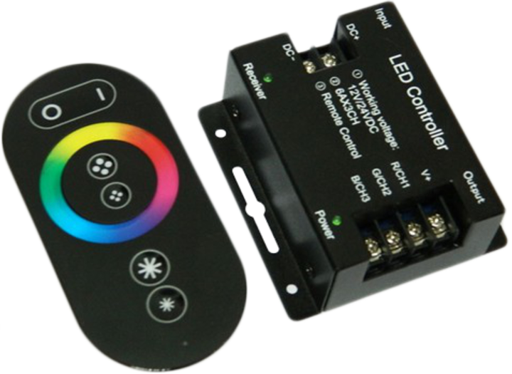Радіокерований RGB-контролер MW Lighting MW Lighting MW-CTR-RGB-6A-02 2V/24V DC 3x6 пульт 5 сенсорних кнопок (5902135122556) - зображення 1