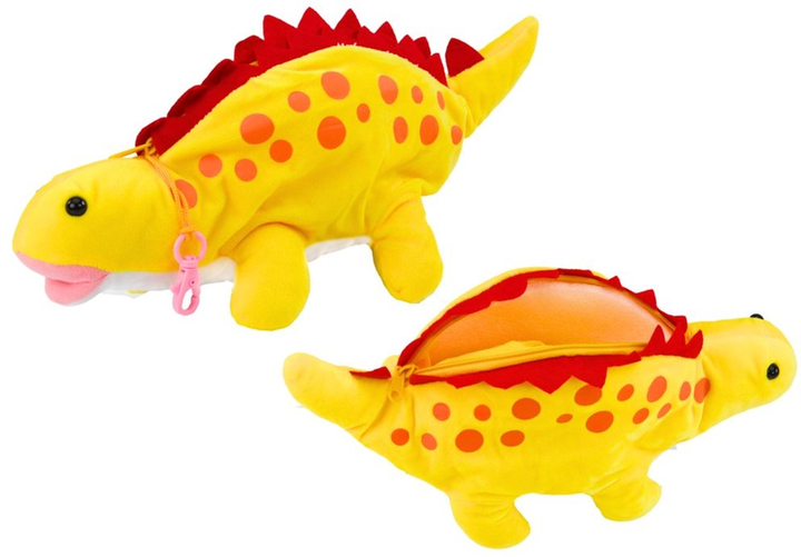 М'яка іграшка Lean Toys Динозавр з відділом для зберігання Жовтий 34 см 16699 (5905884452851) - зображення 3
