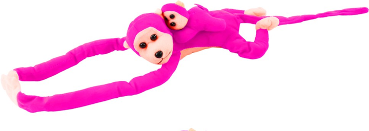 М'яка іграшка Lean Toys Мавпа з дитинчам Темно-рожева 70 см 16827 (5905884451441) - зображення 1