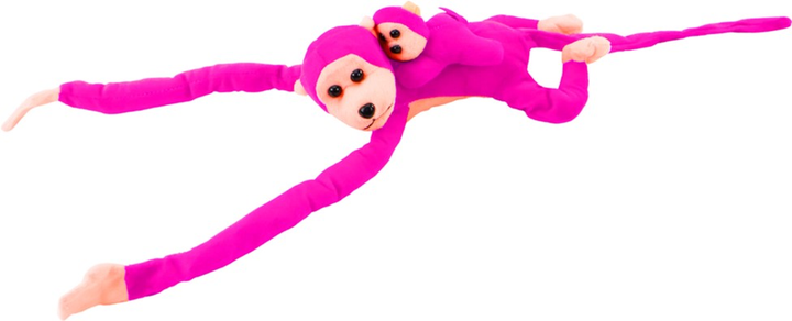 М'яка іграшка Lean Toys Мавпа з дитинчам Темно-рожева 70 см 16827 (5905884451441) - зображення 2