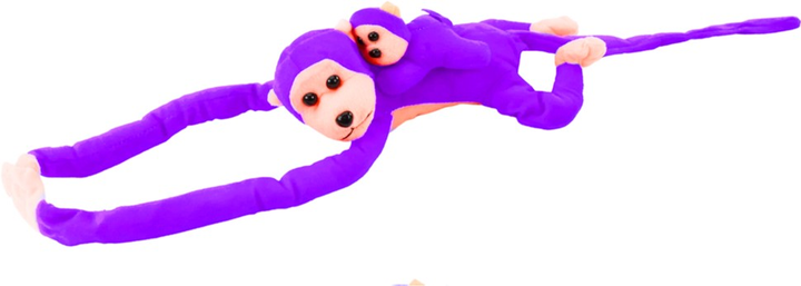 Maskotka Lean Toys Małpka z dzieckiem Fioletowa 70 cm 16829 (5905884451465) - obraz 3