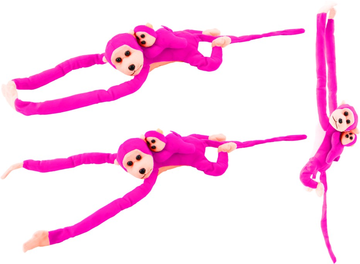 Maskotka Lean Toys Małpka z dzieckiem Ciemnoróżowa 90 cm 16837 (5905884451540) - obraz 4