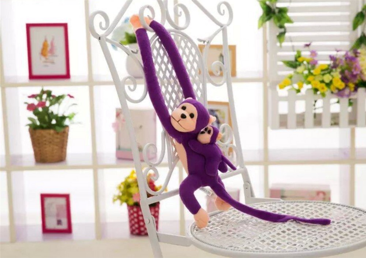 Maskotka Lean Toys Małpka z dzieckiem Fioletowa 90 cm 16839 (5905884451564) - obraz 5