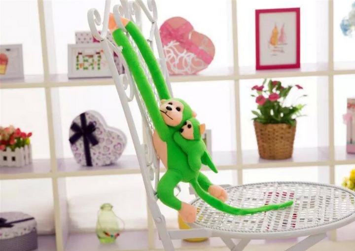 Maskotka Lean Toys Małpka z dzieckiem Zielona 90 cm 16840 (5905884451571) - obraz 5