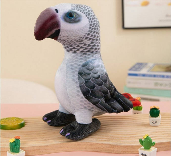 М'яка іграшка Lean Toys Папуга Сіра 20 см 16846 (5905884451632) - зображення 2