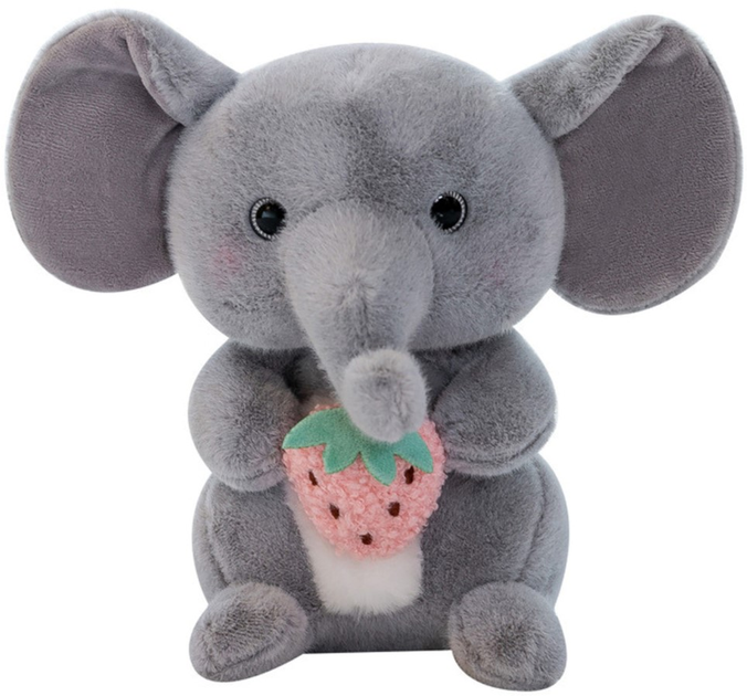 Maskotka-przytulanka Lean Toys Słoń z truskawką Szary 23 cm 22159 (5905991045151) - obraz 1