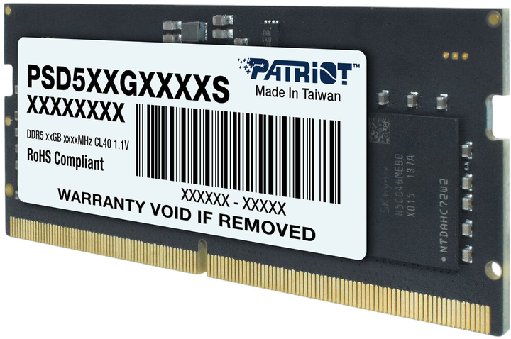 RAM Patriot SO-DIMM DDR5-4800 32768MB PC5-38400 (7D5A48BC80K00200PT) - obraz 3