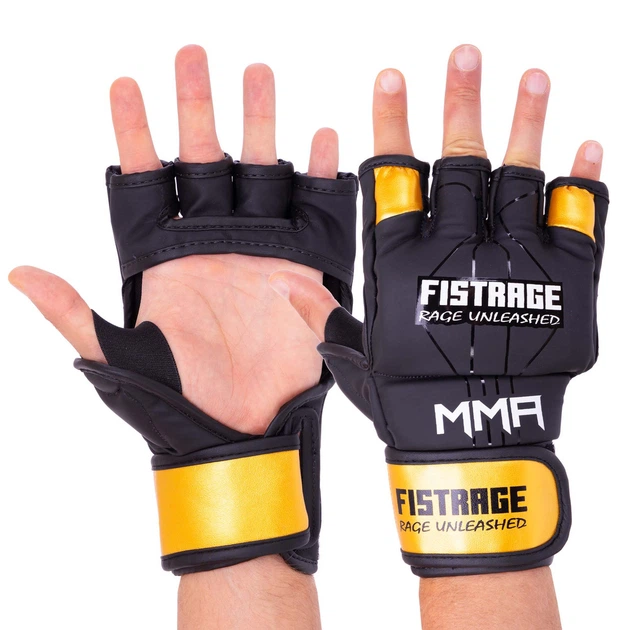 Перчатки для смешанных единоборств для тренировок MMA Fistrage 4300 размер L Black-Gold - изображение 3