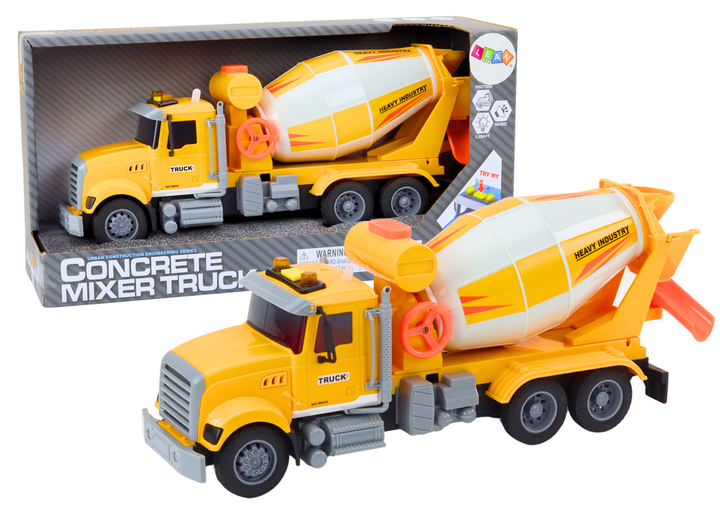 Ciężarówka betoniarka Lean Toys z napędem frykcyjnym efektami świetlnymi i dźwiękowymi Żółta (18721) (5905991018292) - obraz 2