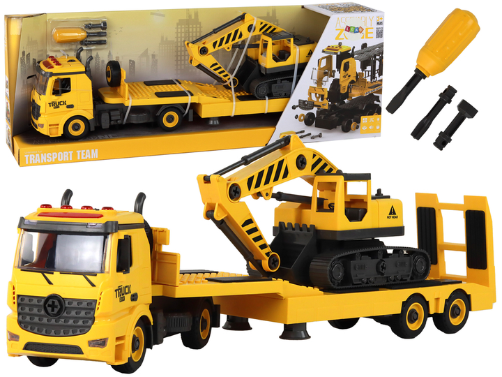 Складаний причіп Lean Toys з гусеничним екскаватором зі світлом і звуком Жовтий (17197) (5905991000204) - зображення 2