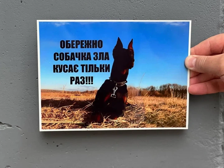 Табличка зла собачка - Фото 1 Табличка зла собачка - зображення 1