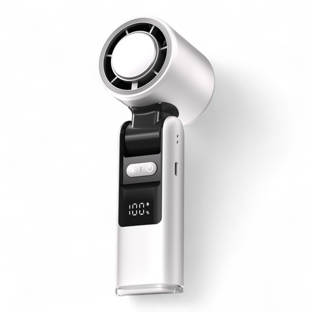 Вентилятор ручной с аккумулятором и дисплеем OG Handheld Fan K801 (с охлаждением) Белый (K801-WS) - Фото 3 Вентилятор ручной с аккумулятором и дисплеем OG Handheld Fan K801 (с охлаждением) Белый (K801-WS) - изображение 3