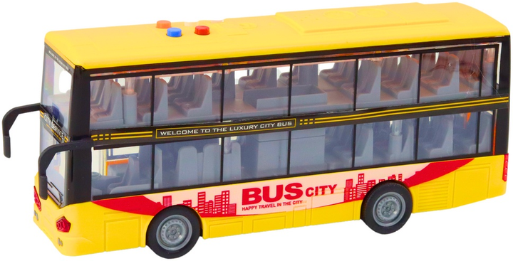 Двоповерховий автобус Lean Toys з інерційним приводом, підсвічуванням і звуковими ефектами 1:16 жовтий (13596) (5905991022756) - зображення 3