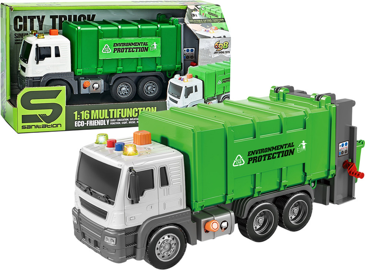 Сміттєвоз Lean Toys з інерційним приводом і звуковими ефектами 1:16 Зелений (11080) (5905214973995) - зображення 2