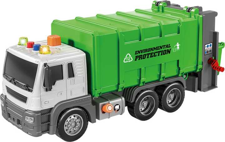 Сміттєвоз Lean Toys з інерційним приводом і звуковими ефектами 1:16 Зелений (11080) (5905214973995) - зображення 3
