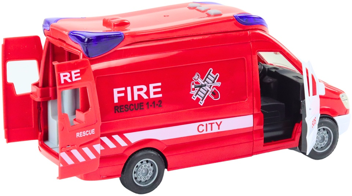 Wóz strażacki Lean Toys z dźwiękiem, światłami i napędem oraz z otwieranymi drzwiami Czerwone (3003) (5905991023357) - obraz 4