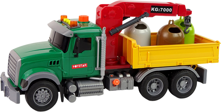 Вантажівка Lean Toys для перевезення сміттєвих контейнерів з краном і звуковими ефектами (12966) (5905323211421) - зображення 3