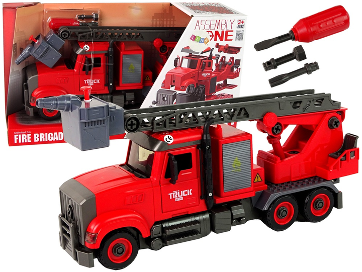 Wóz strażacki Lean Toys do rozkręcania z akcesoriami Czerwony (15923) (5905679074640) - obraz 2