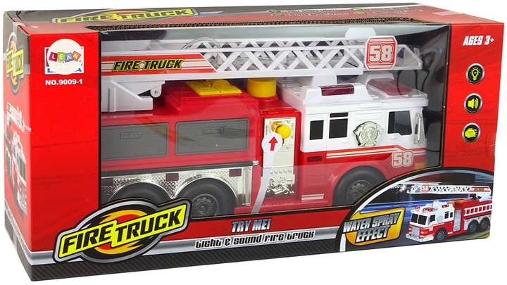 Wóz strażacki Lean Toys z dźwiękiem i światłami Czerwony (15506) (5905515358842) - obraz 1